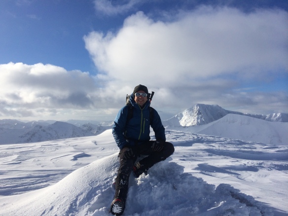 On top of Aonach Mor, Ben Nevis in the background, January 2015.