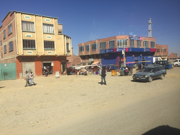 A typical road/shop in El Alto